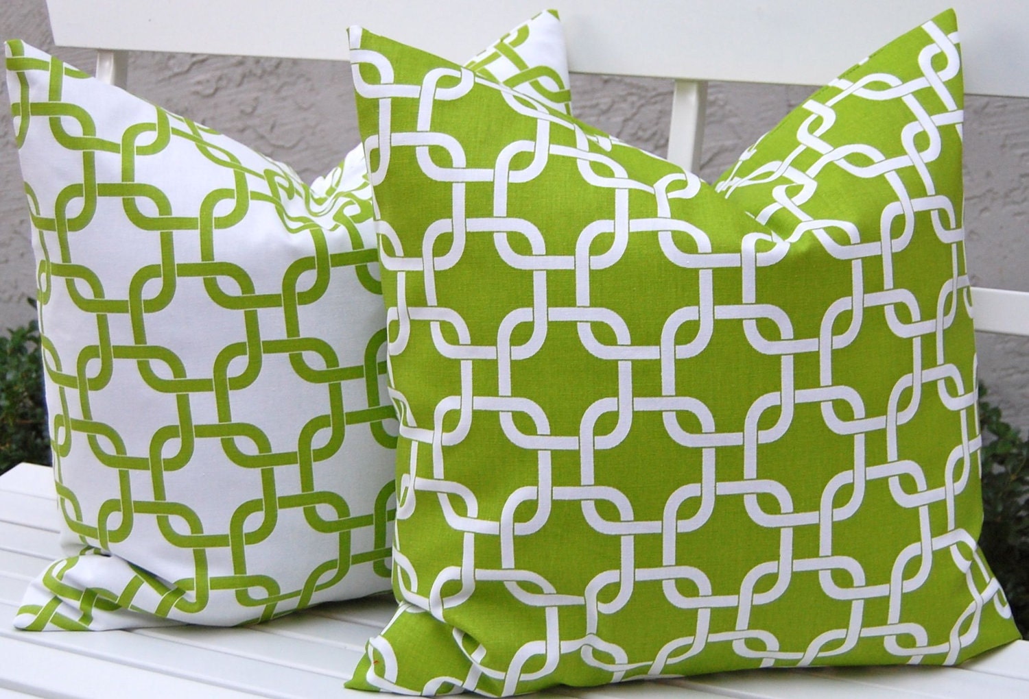 MEMORIAL DAY SALE Decorative Throw Pillow Covers Chain Link Decorative Pillow Covers Cushion Covers Accent Pillows 20 x 20 Inches Green and