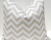 Taupe Chevron Pillow Covers for 18 x 18 Inches Decorative Throw Pillows Pair of Two Same Fabric Front and Back Tan chevron Pillows