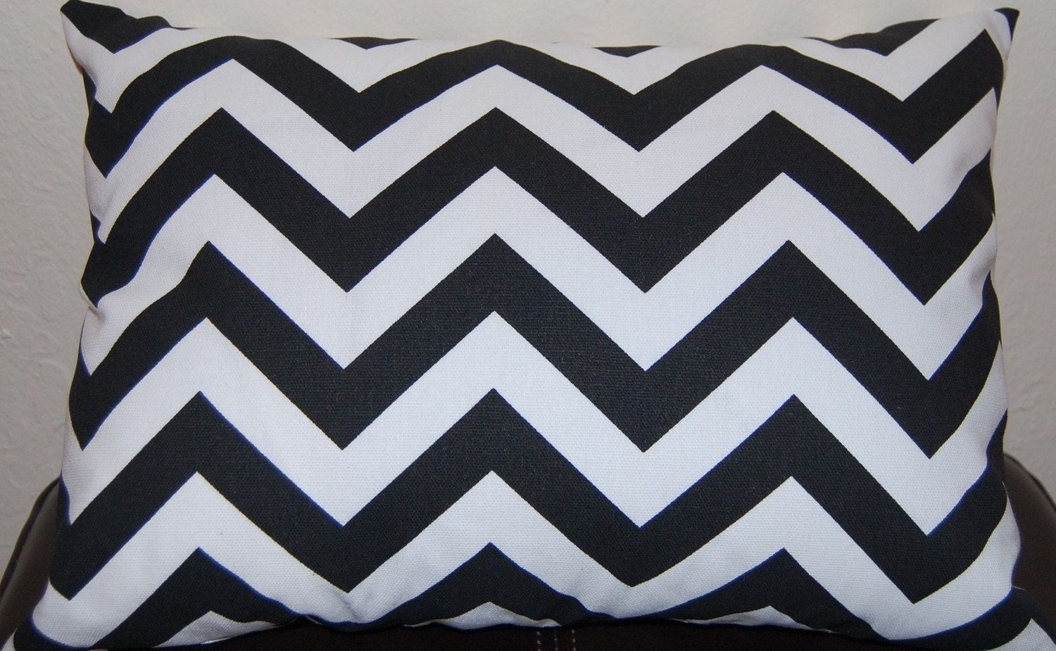 Chevron Lumbar Pillow Black and White Pillow Cover Accent Pillow Cover - 12x16 or 12 x 18 Inches