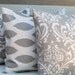 Decorative Pillows, Trio of Suzani and Ikat Decorative Throw Pillow Covers with Three 20 x 20 Inch Pillow Covers in Storm Gray