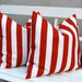 Decorative Throw Pillow Covers Red and White Awning Stripe Throw Pillow Covers 20 x 20 Inches