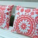 Decorative Pillows, Throw Pillow Covers, Accent Pillows 20 x 20 Inches Suzani Pillow Covers Coral on White