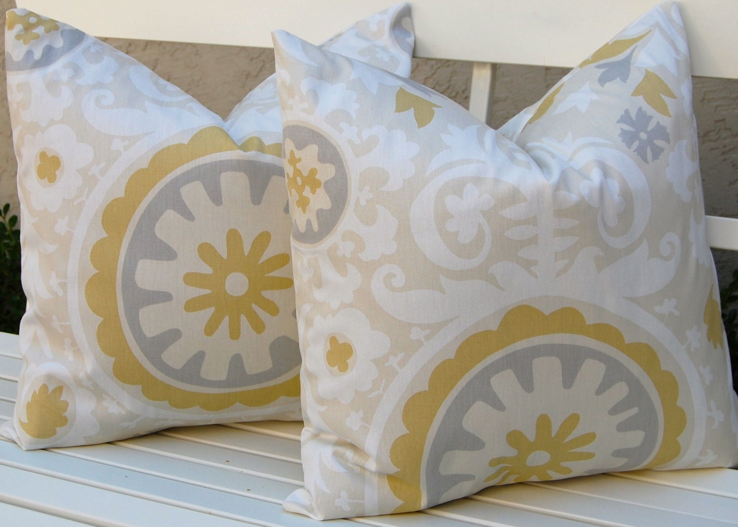 MEMORIAL DAY SALE Decorative Pillows, Throw Pillow Covers, Accent Pillows 20 x 20 Inches Suzani Pillow Covers Neutral Collection