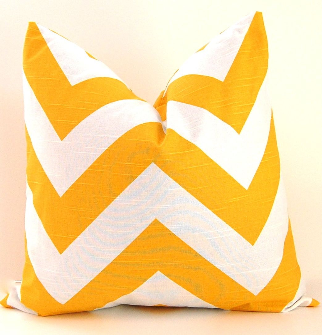 Throw Pillow Covers Yellow Big Chevron 20 x 20 Inches