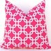 Euro Sham Pink Decorative Throw Pillow Cover 24 x 24 Inches Chain Link Accent Pillow Covers Hot Pink on White