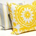 Yellow and Gray Throw Pillow Covers for your 18 x 18 Decorative Pillows Suzani and Stripe Twill Pillow Covers 18 x 18 Inches