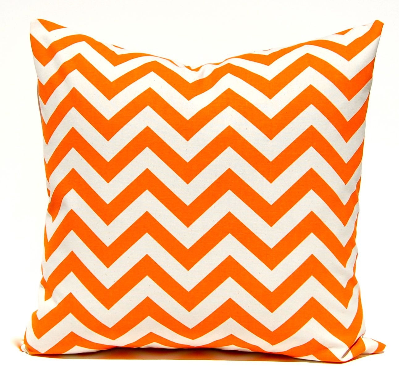 Orange Chevron Pillows Modern Thanksgiving Throw Pillow Covers Tangerine Chevron on Natural 20 x 20 Inches Cushion Covers
