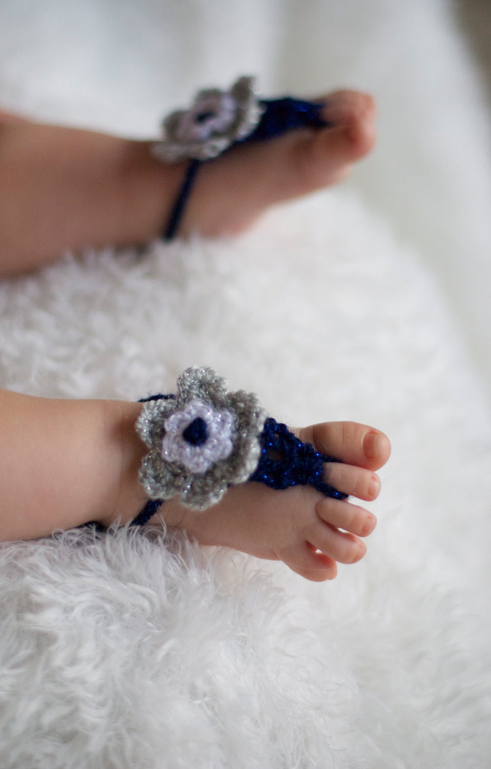 Baby Barefoot Sandals. Dallas Cowboys colors. Girl stylish foot wear for those tiny earth bound toes.