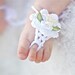 Barefoot Baby Sandals. White cotton Girl chic foot wear for those tiny earth bound toes.