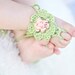 Crochet Baby Girl Sandals. Green cotton Girl chic foot wear for those tiny earth bound toes.