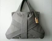 GREY THREE STRAP  / grey purse / grey tote bag / grey fashion bag / chic bag / medium grey handbag - Hashibags