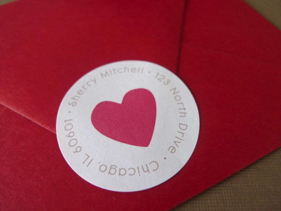Personalized Heart Valentine Address Label Stickers