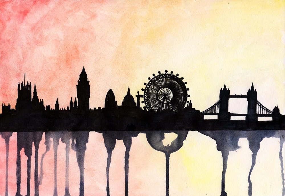 London Skyline Watercolour Original