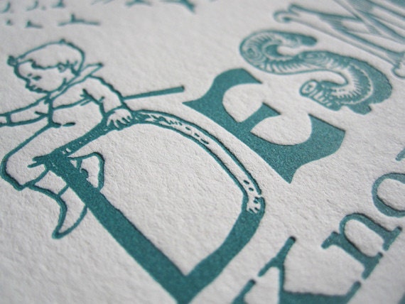 One of a Kind Custom Designed Letterpress Printed Birth Announcements Mushrooms & Owl Theme