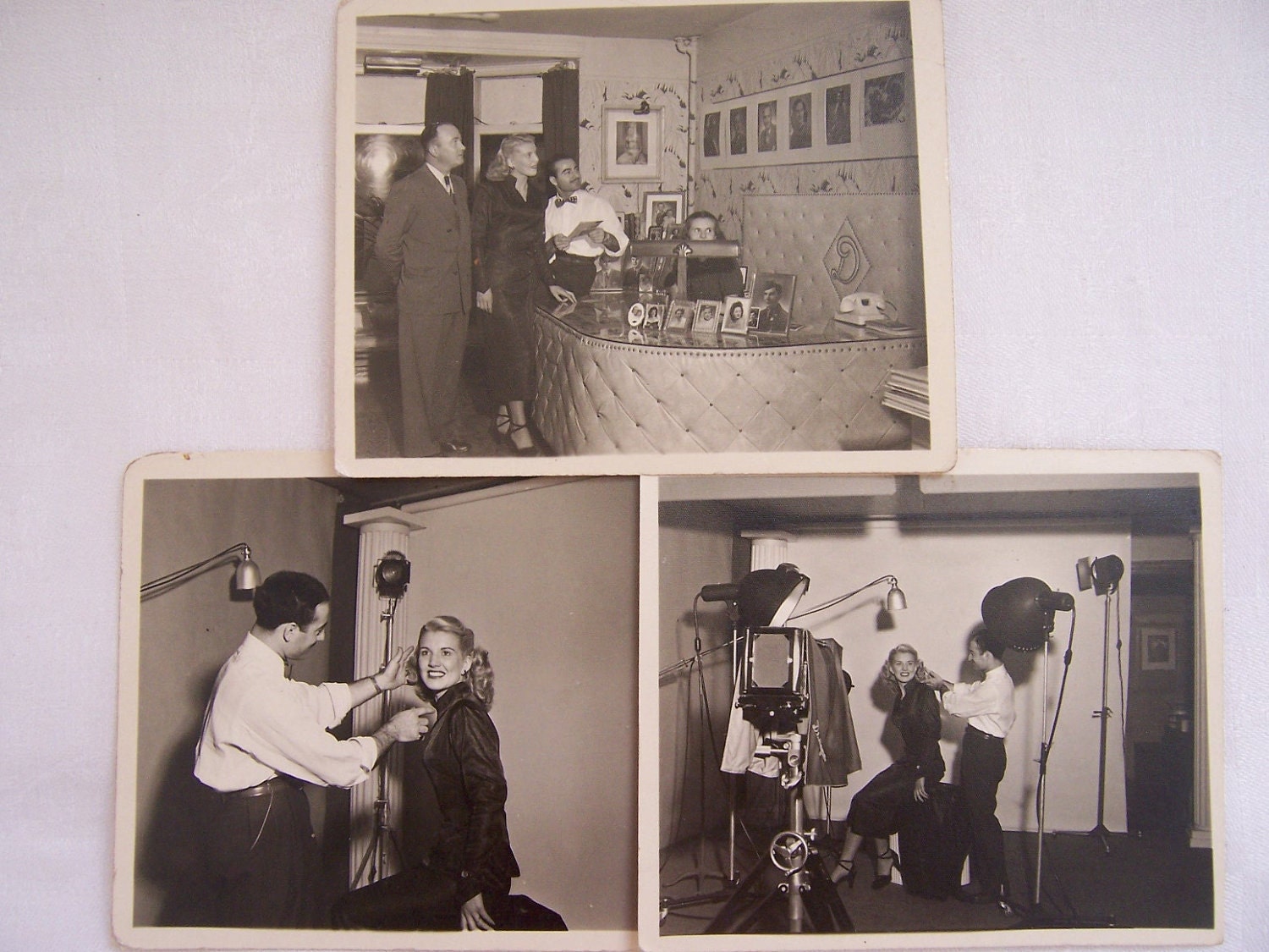 VIintage 1950s Photography Studio Photographs - 3 in Lot - Black and White Photos