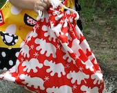 LARGE Reusable Drawstring Bag-for Toys, Gifts, Crafting or Storage Red Rhino