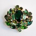 Vintage Signed WEISS Rhinestone Brooch - Shades of Green