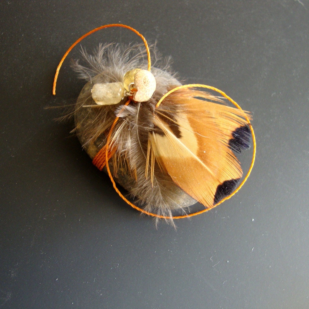 Creativity Abundance Spirit Stone Citrine Pheasant Feathers