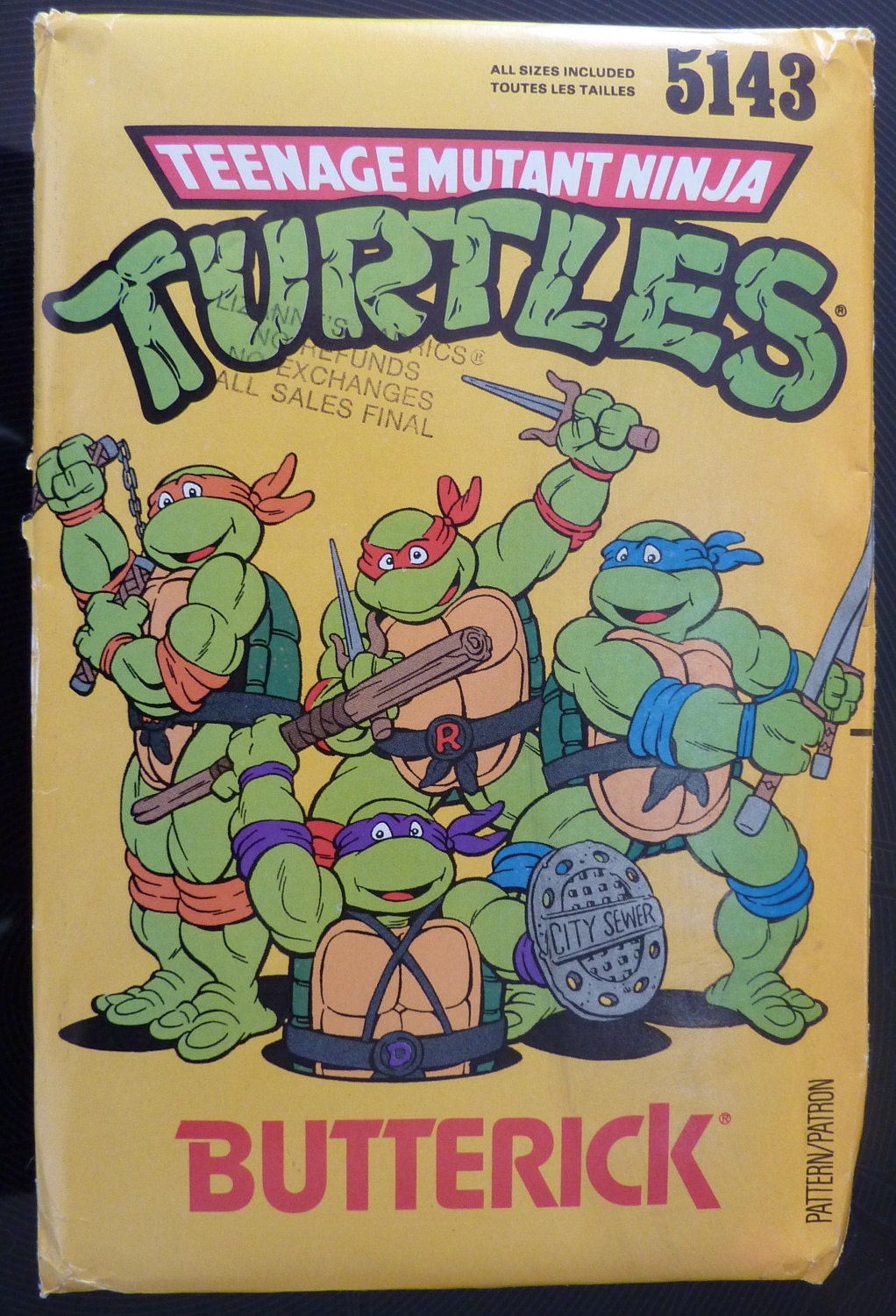 Vintage OOP Teenage Mutant Ninja Turtles Sewing Pattern / Butterick