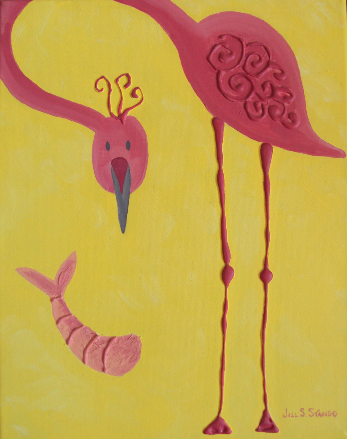 Baby art flamingo painting, bird art