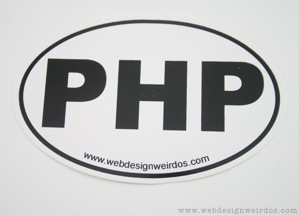PHP Code Oval Vinyl Bumper Sticker.