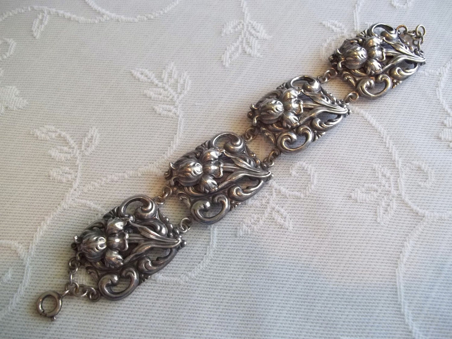 Vintage Repousse Floral Bracelet
