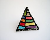 Triangle geometric colorful embroidered brooch - FishesMakeWishes