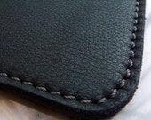 grey leather iPad case - made in italy