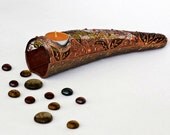 Glass Tea Light Candle Holder-Hand Painted Copper Lace