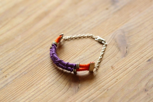 Recuerdos Bracelet - macrame knot, rope, metallic beads, boho urbain