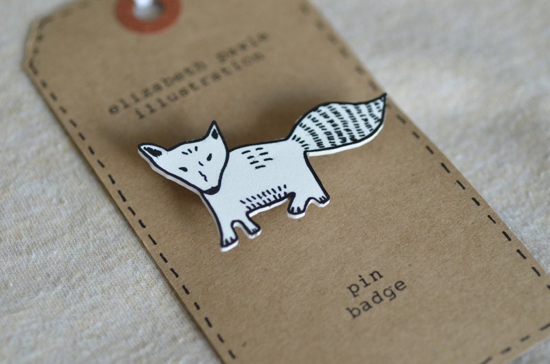 fox cub brooch - by elizabeth pawle - modern design - hand drawn hand cut - illustration pin badge