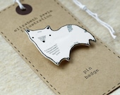corgi brooch - by elizabeth pawle - modern design - hand drawn hand cut - black and white illustration pin badge