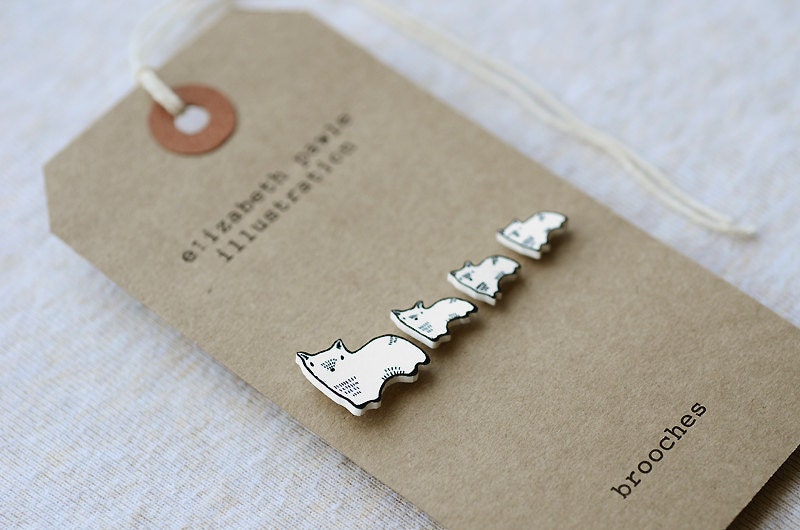 parade of corgis - set of four corgi dog brooches - by elizabeth pawle - modern minimal - hand drawn hand cut - illustrated pin badges
