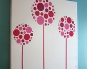 Modern Pink Purple Flowers Canvas Fabric Wall Art - baby, nursery, kids, custom colors available