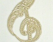 Venice Lace Applique, Music Treble Clef Musical Golden Dyed Venise Motif