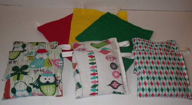 Bean Bag Toss Games - 6 bean bags, 3 felt mats, Christmas Themed, Ready to Ship
