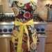 Retro Apron in Mocha Flower print with Yellow Ties - Cute Reversible Apron for Women