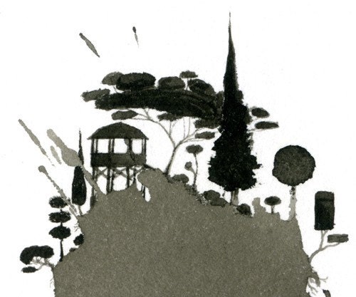 Topiary Garden - Original Ink Drawing