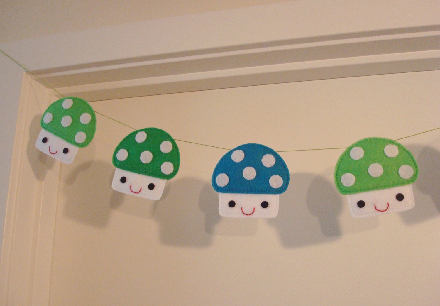 FREE SHIPPING, Kawaii Happy Shrooms Garland