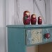No. 27- painted side table bookshelf with vintage looking paper drawer