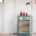 No. 27- painted side table bookshelf with vintage looking paper drawer