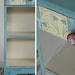 No. 27- painted side table bookshelf with vintage looking paper drawer