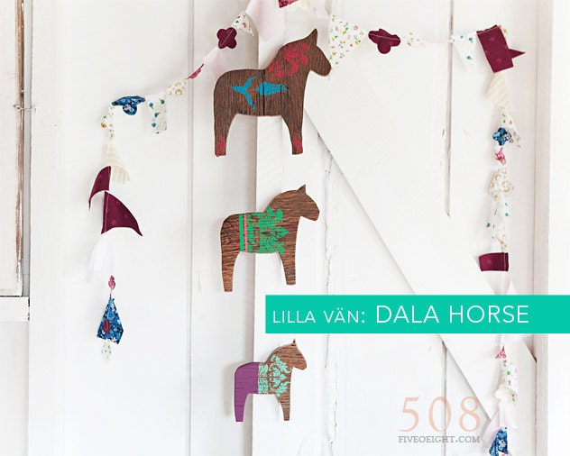 Lilla Vän: LARGE DALA HORSE ( painted wood animal silhouette, swedish decor )
