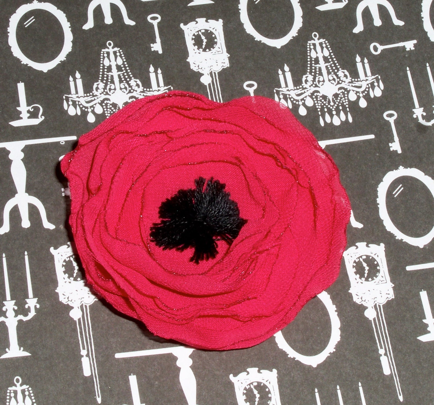 Poppy Fabric Flower Pin