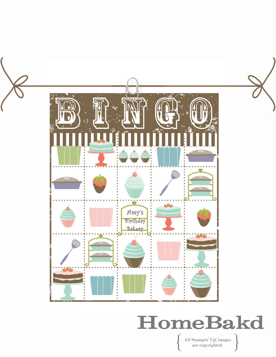 Baker Party Girl Birthday Bingo