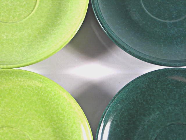 Gorgeous Green Melmac Saucers