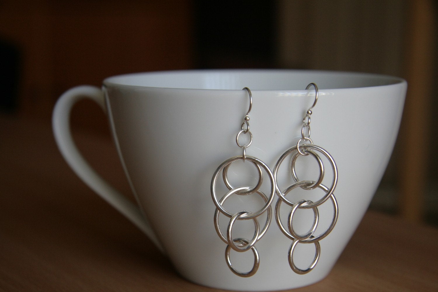 HOOP LA, fine silver dangle hoop earrings