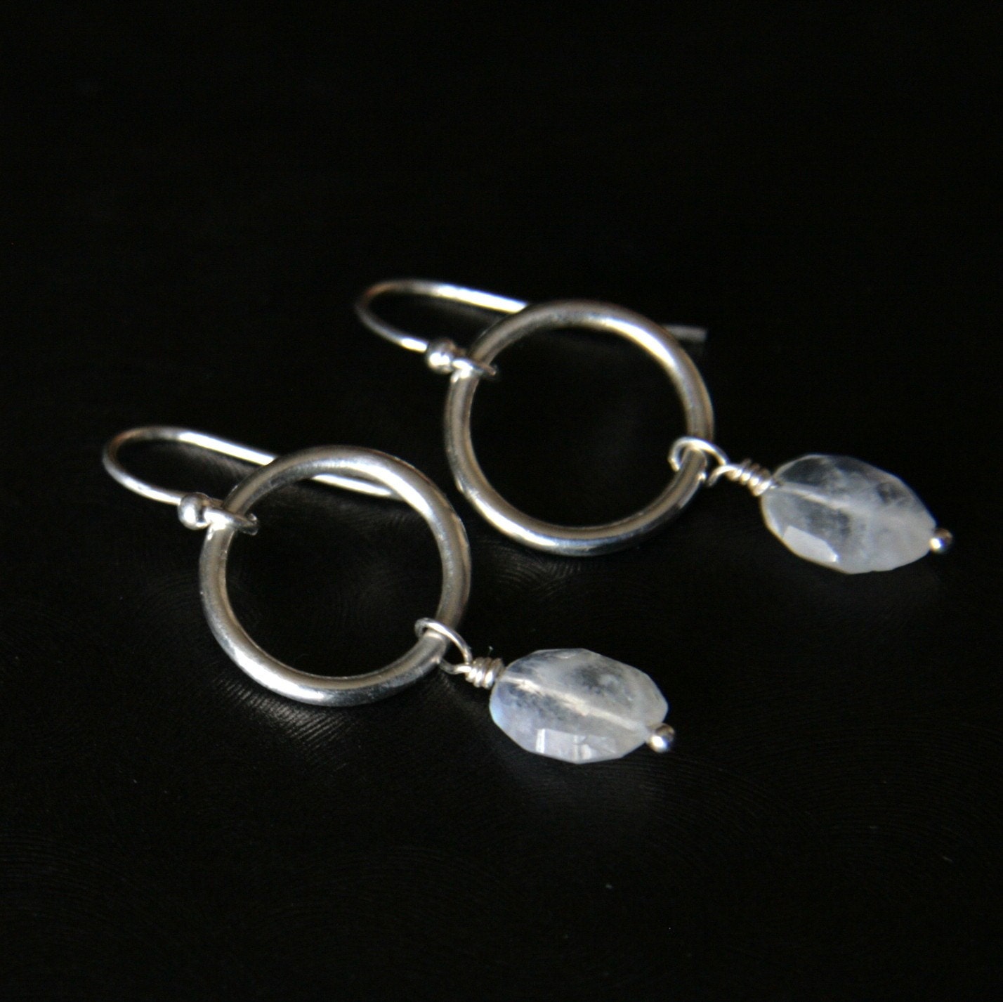 CHRISTIAN - fine silver hoop & moonstone earrings