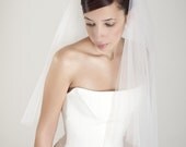 Flowers - two layers wedding bridal veil, raw edges, 36 inch, ivory or white