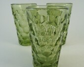 3 Imperial Glass Provincial Verde Green Juice Glasses